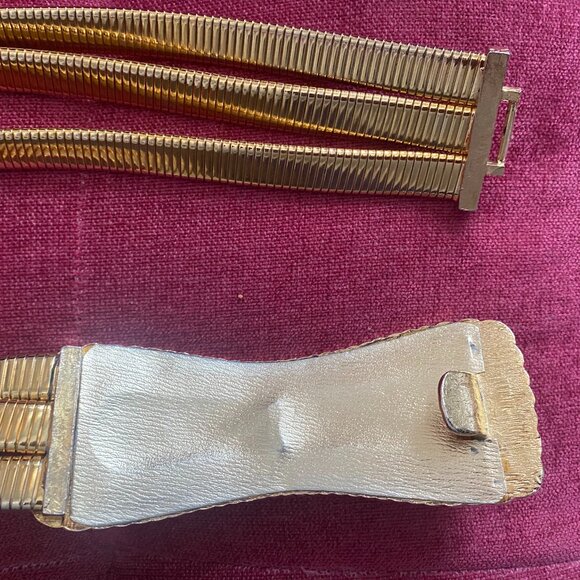 1980\'s Vintage Judith Leiber - Gold-Tone Buckle Belt Rhinestone Embellishment main image 4